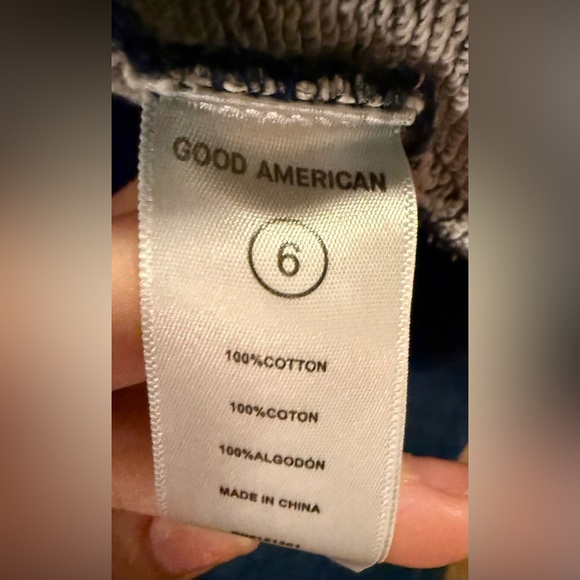 Good American jeanius raw cropped sweater in dark blue denim 2XL Gently used! - Picture 5 of 5